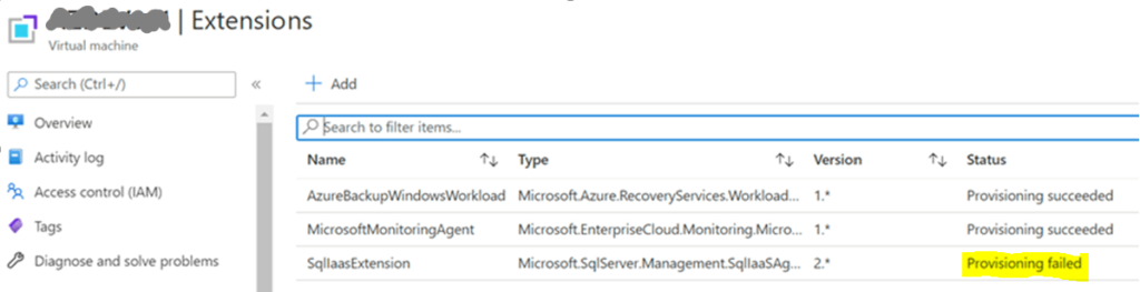 SQL Server IaaS Extension