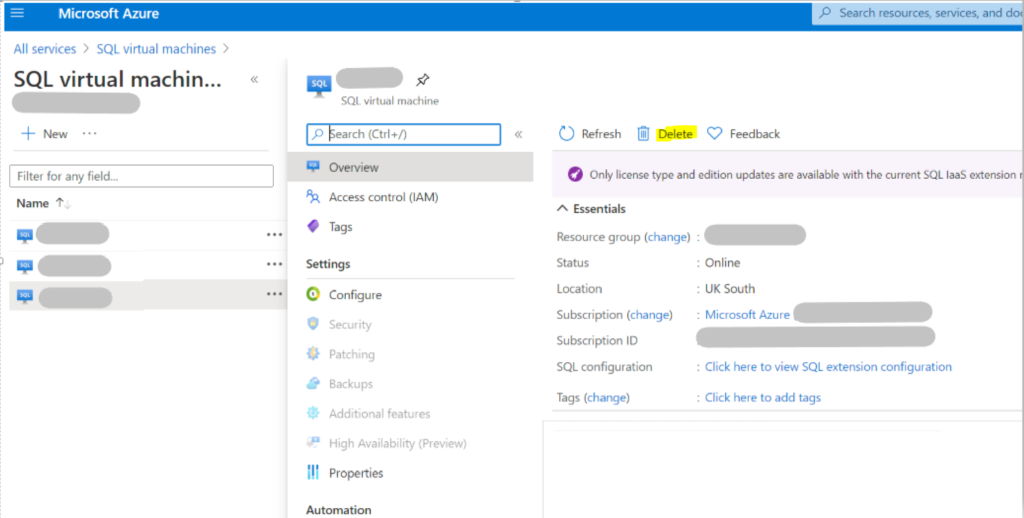 SQL virtual machine