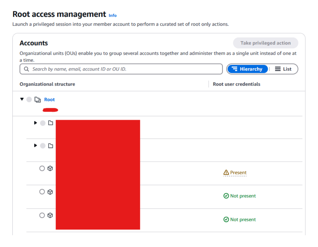 Root access management